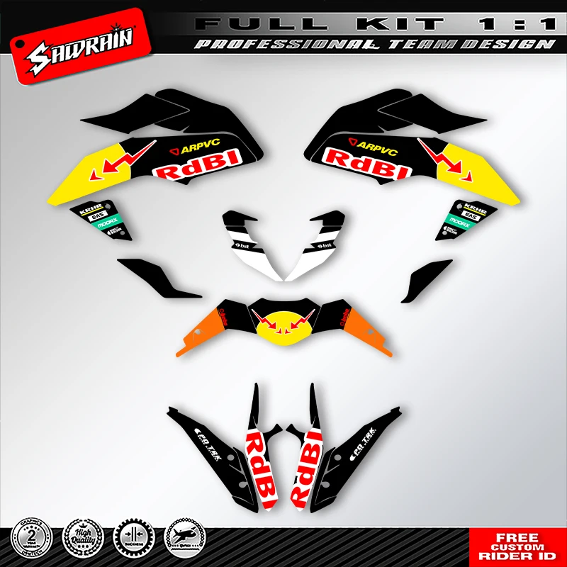 Sawrain Motorcycle Graphics Backgrounds Decals Stickers Kit  Number Name Custom For KTM DUKE 125 390 2017 2018 2019 2020 004