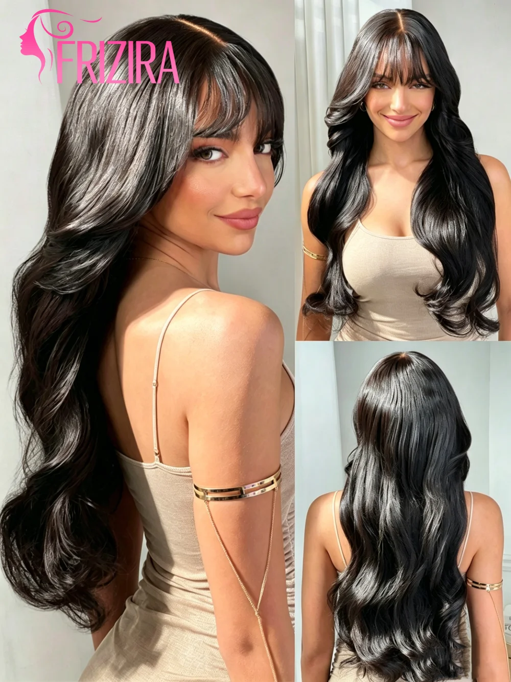 

30 Inch Wear Go Melting Lace 3x1 Glueless Lace Front Wig With Body Wave Human Hair Wigs With Bangs For Women Brazilian Wig Natural Black Color