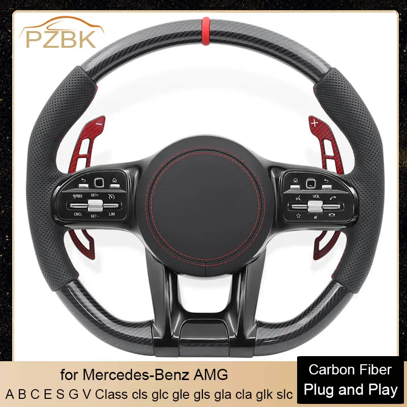 

Car Steering Wheel with Red Stiching for Mercedes Benz W464 W204 W205 W212 W123 A B C E S V Class Cls glc gle Gls gla Cla glk