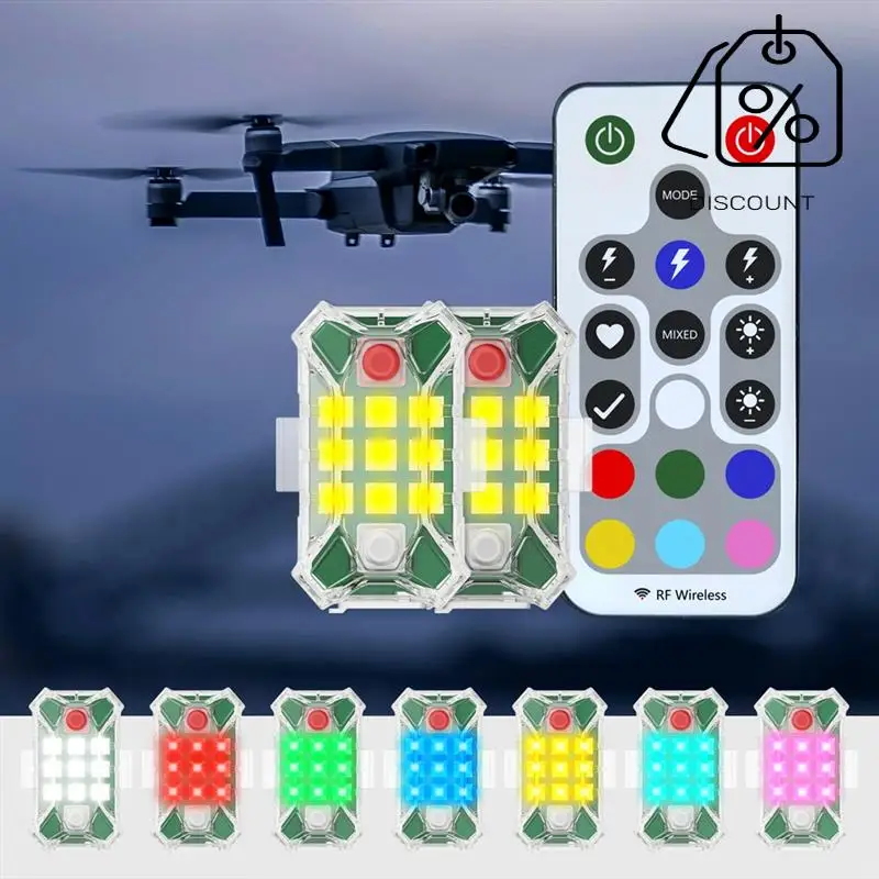 ABMF-ワイヤレス充電式 LED ストロボライト リモコン付き防水オートバイバイク車ドローン航空機用