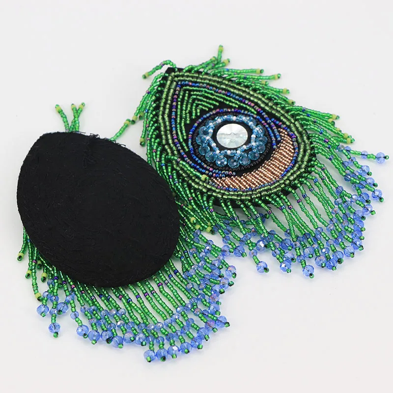 1 or 2 Pieces Green Handmade Beads Tassels Shoulder Board Applique Patch Tassel Epaulets Shoulder DIY Accessories