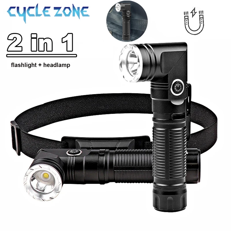 Bright Headlight LED Rechargeable Flashlight Adjustable Headlamp 2-in-1 Multifunctional Flashlight for Outdoor Fishing Camping