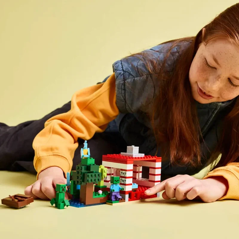 ليغو كتل عالمي TMT الغابة منزل خشبي مجموعة الأطفال ألعاب حسية الفتيان والفتيات 3 سنوات + نموذج DIY هدية للأطفال #5