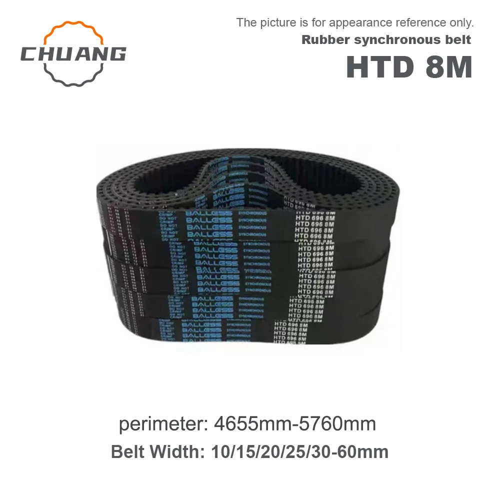 

HTD 8M Timing Belt Length 4655mm-5760mm HTD8M Belt Width 10/15/20/25/30~60mm 8M Closed Loop Belt HTD8M Rubber Belt