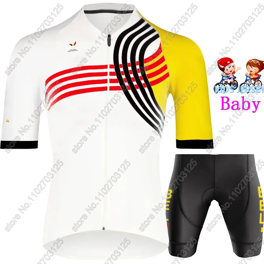 2024 Kids belgium National team Cycling Jersey Set Boys Girls Cycling Clothing Road Bike Shirts Suit Bicycle Pants MTB