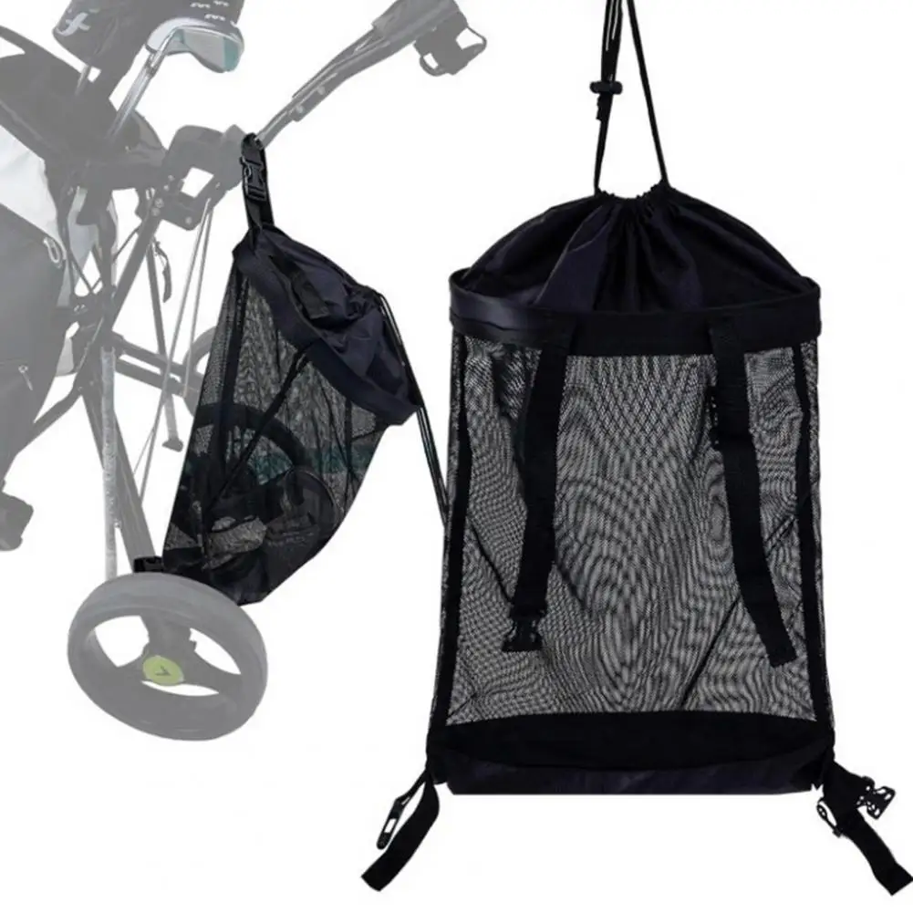Golf Push Cart Storage Bag Golf Cart Backside Extension Bag Portable Push Pull Cart Organizer Grocery Shopping Mesh Bag