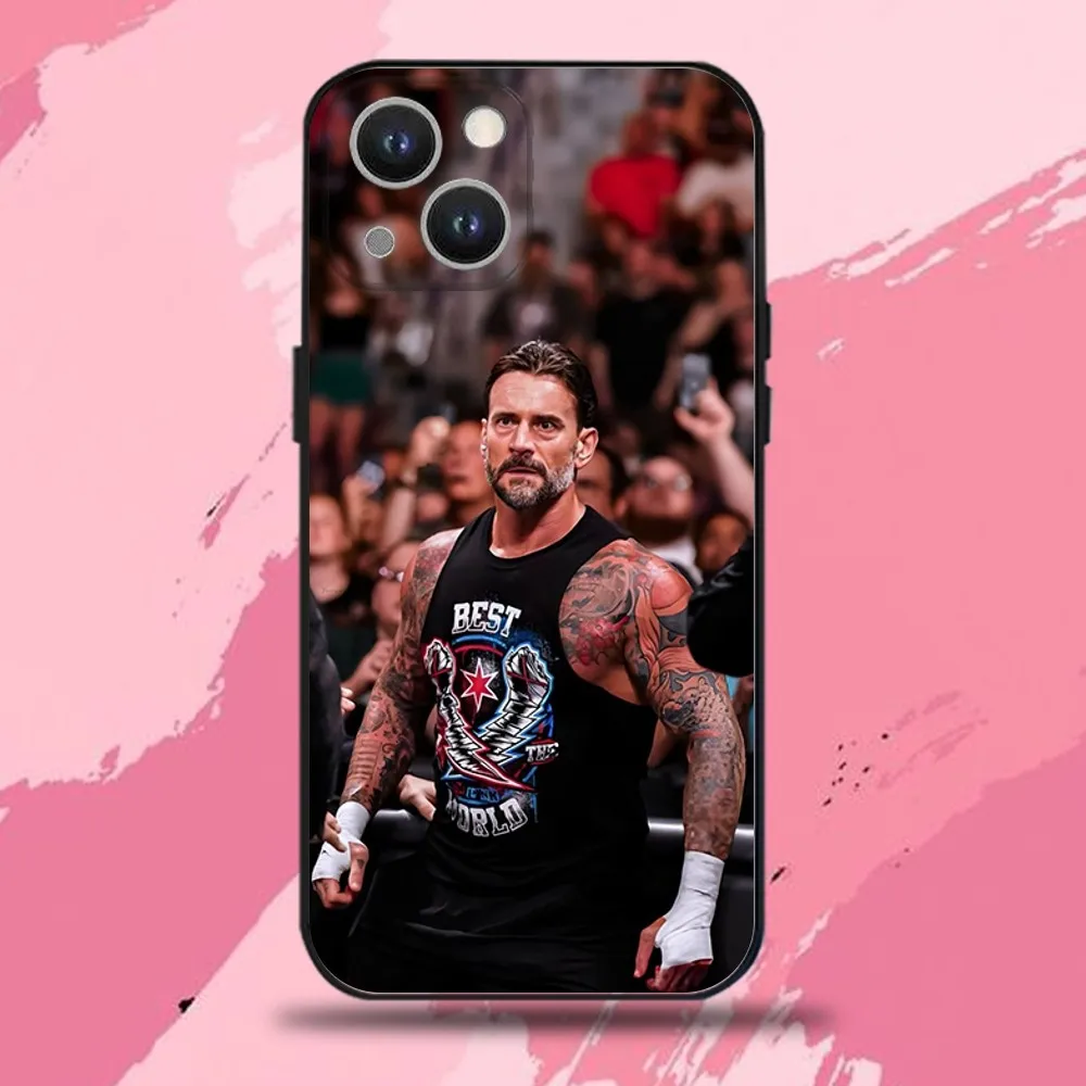 WWE CM P-Punk Phone Case For iPhone 16,15,14,13,12,11 Plus,Pro Max,XS,X,XR,SE,Mini,8,7,Soft Silicone Black Cover - Image 2