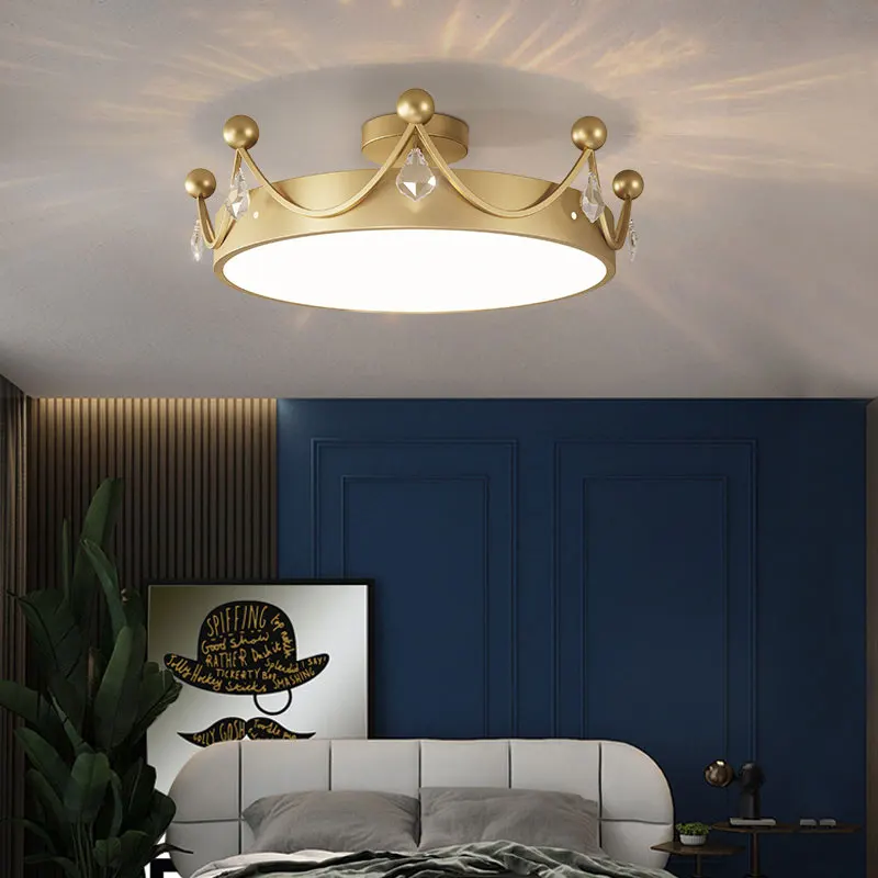 

Master bedroom room children's ceiling lamp Nordic postmodern minimalist crystal crown ceiling light