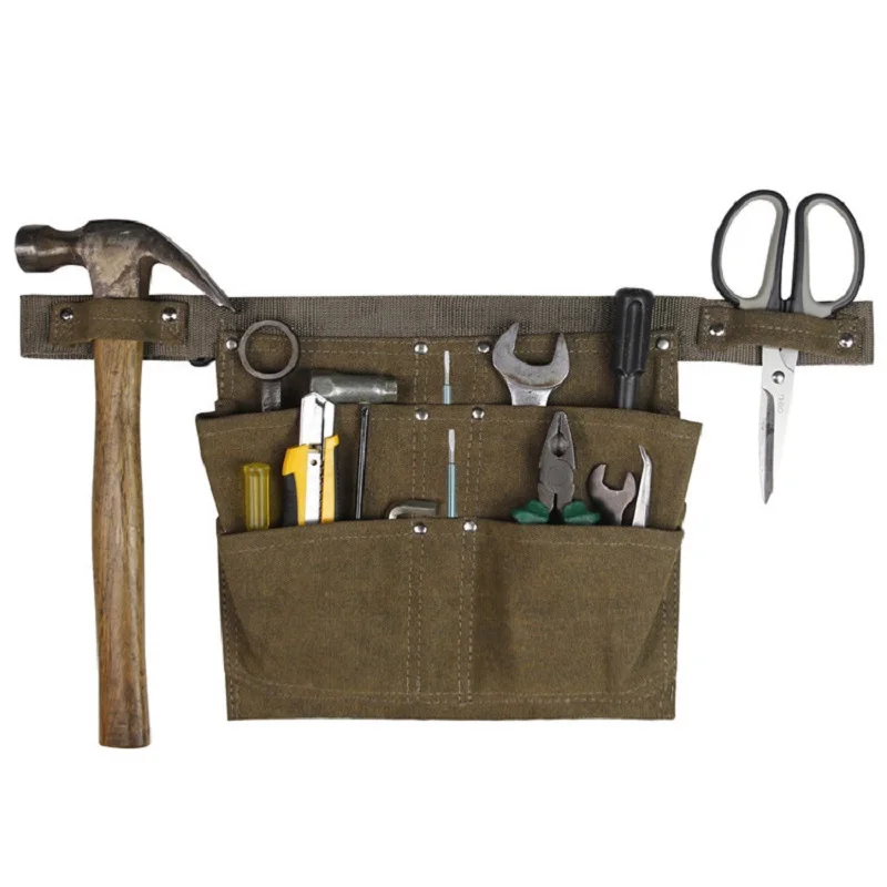 Heavy Duty Canvas Tool Apron, Waist Bag, Belt Pouch, Pocket, Electrician, Gardening, Storage, 6 Pockets