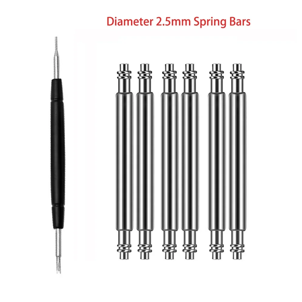 Diameter 2.5mm Watch Strap Link Pins for Seiko SKX007 SKX009 Spring Bars 20mm 22mm Watch Band Stainless Steel Spring Rod 10PCS