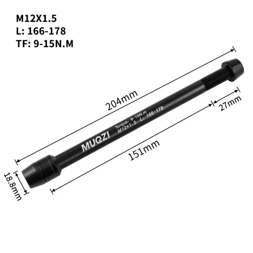 Front Rear Axle Bike Thru Axle Axle Lever M12*1.5/1.75MM Bike Hub Skewers Aluminum Alloy 160-172 mm Bike Barrel Shaft Trainer