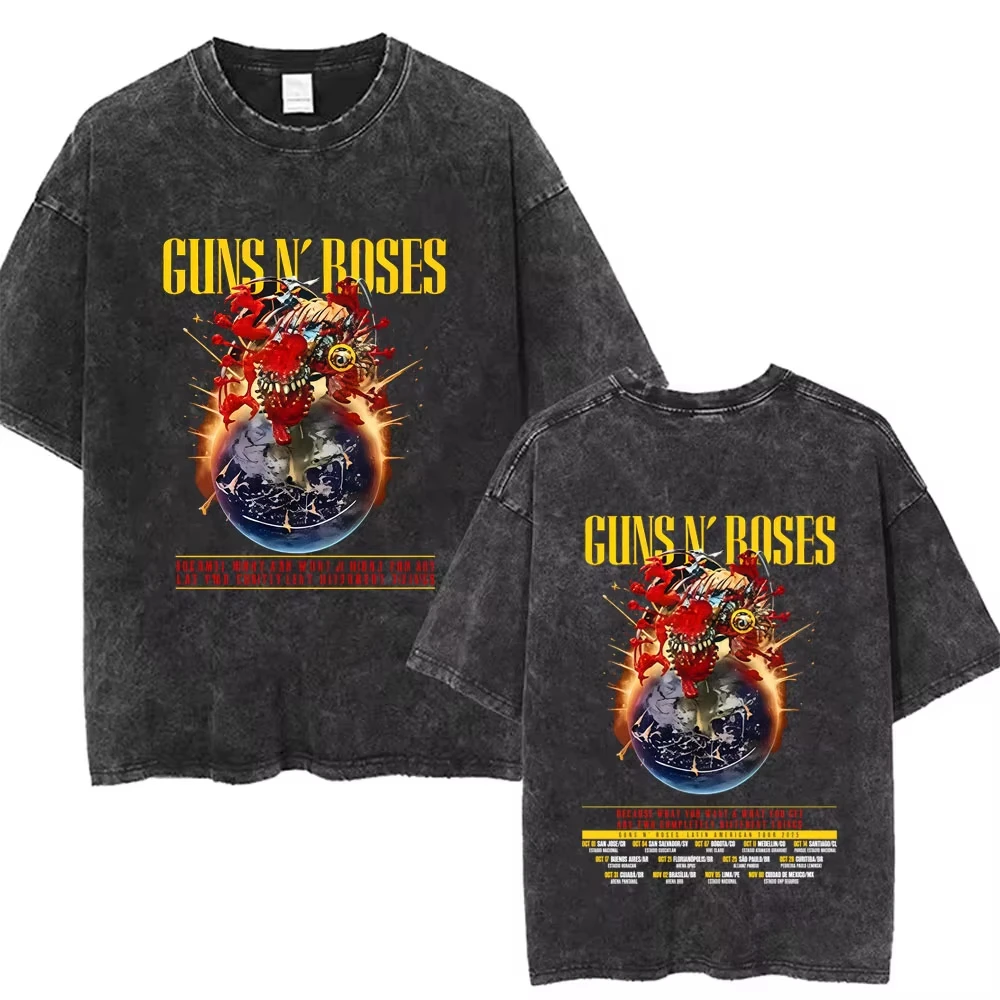 Herrenkleidung T-Shirt Homme Grafik-T-Shirts Neuerscheinung Herren-T-Shirt für Ropa Hombre Guns N Roses Slash 85 Gewaschen Vintage – Detail 9