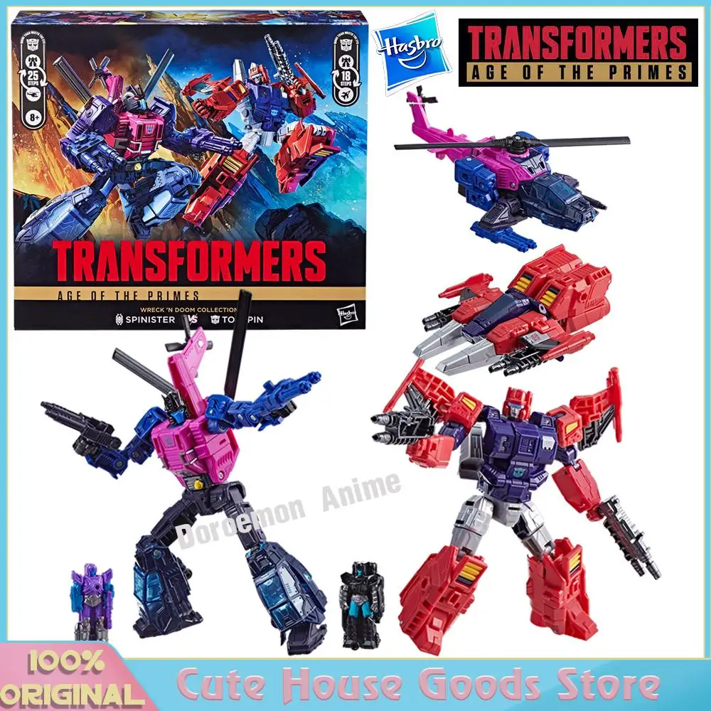 In Voorraad Originele Hasbro Transformers Age of The Primes Wreck 'n Doom Collection Topspin Vs Spinister Kids Fans Geschenken Figuur Speelgoed