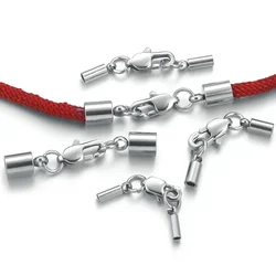 5pcs 2 3 4 5 6mm Stainless Steel Lobster Clasp Crimp End Cover Leather Rope Lock for DIY Bracelet Craft Jewelry Making Supplies