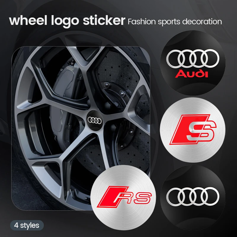 4Pcs 56mm Car Wheel Center Hub Caps Stickers Emblem Decal waterproof For Audi sline TT Q2 Q3 Q5 Q7 Q8 A3 A4 A5 A6 A7 R8 B5 B6 B7