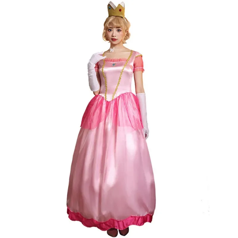 مجموعة فستان طويل أنيق للسيدات البالغات بأكمام منتفخة وردية اللون لحفلات الهالوين وحفلات الكرنفال وأداء المسرح زي الأميرة التأثيري #5