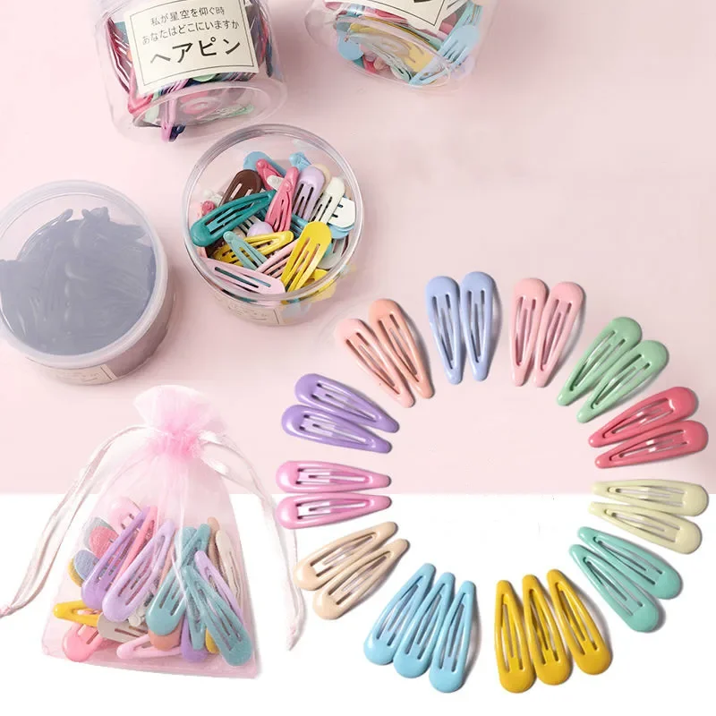 10/20/24/40 Pcs Fashion Hair Clips for Women Girls Kawaii Kids Snap Barrettes Candy Color Hair Pins Clip for Hair Accessories