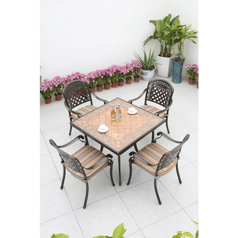 

Outdoor table and chair combination courtyard garden five-piece rust-proof and waterproof