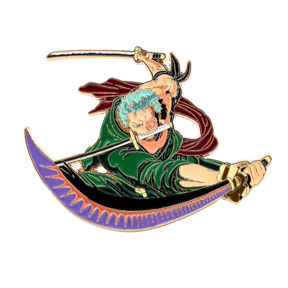 Anime Cartoon Brosche: Stilvoller Roronoa Zoro Emaille-Pin, Metall-Abzeichen, Schmuck für Kleidung und Rucksack, Geschenk für Freunde
