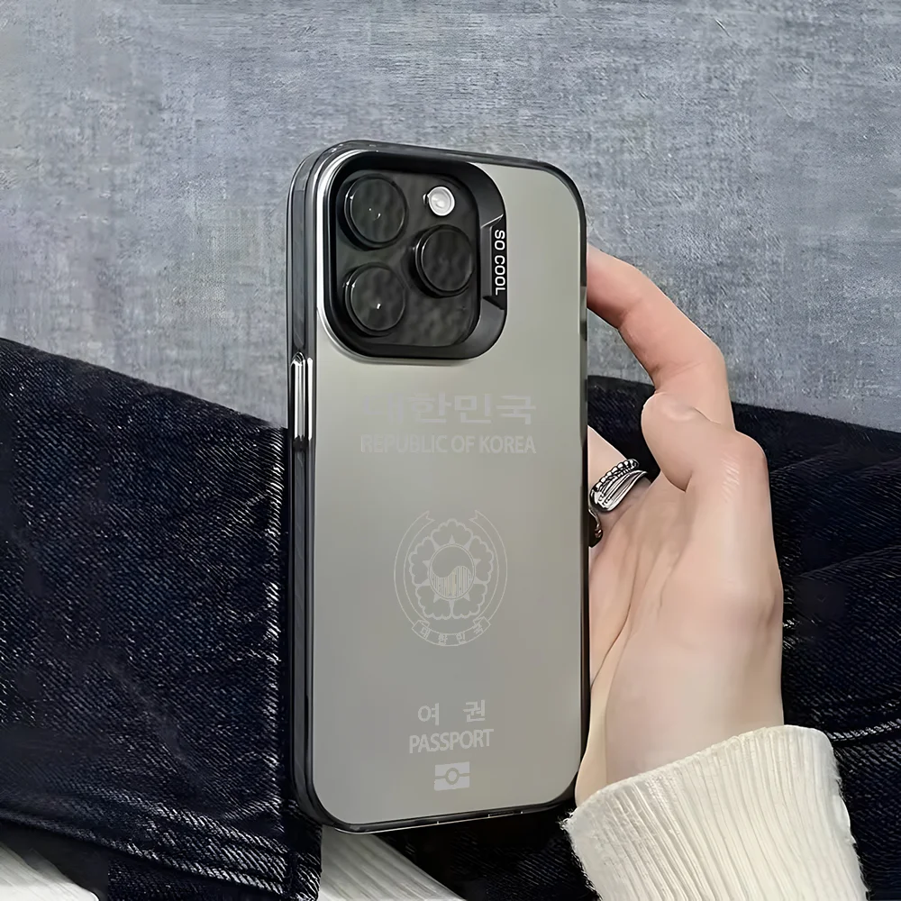 Funda de teléfono de lujo a la moda para pasaporte coreano para IPhone 16, 15, 14, 13, 12, 11 Pro Max, Funda Abrazine de caramelo suave ultrafina blanca