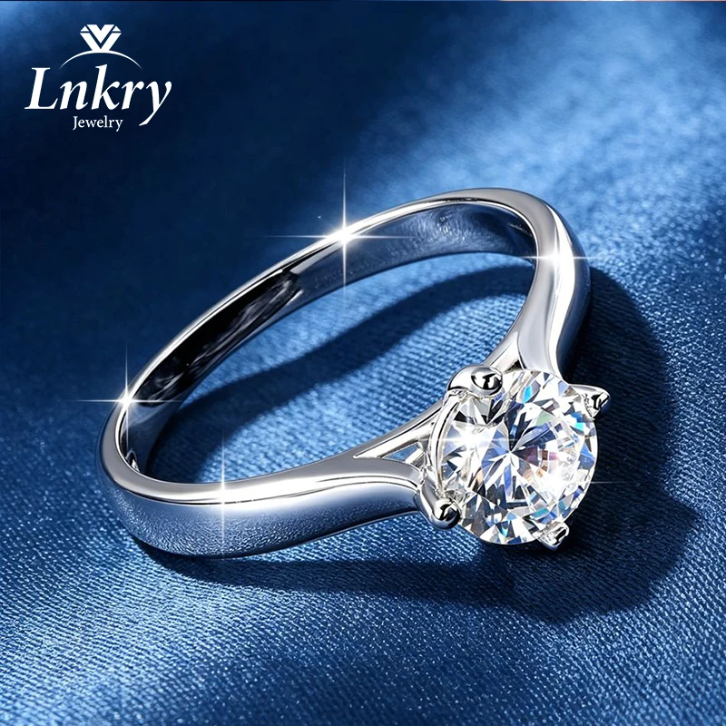 

Lnkry 6.5mm Solitaire Moissanite Stackable Ring 14K Gold Filled 4 Prong Lab Diamond Anniversary Ring For Women Jewelry Gift