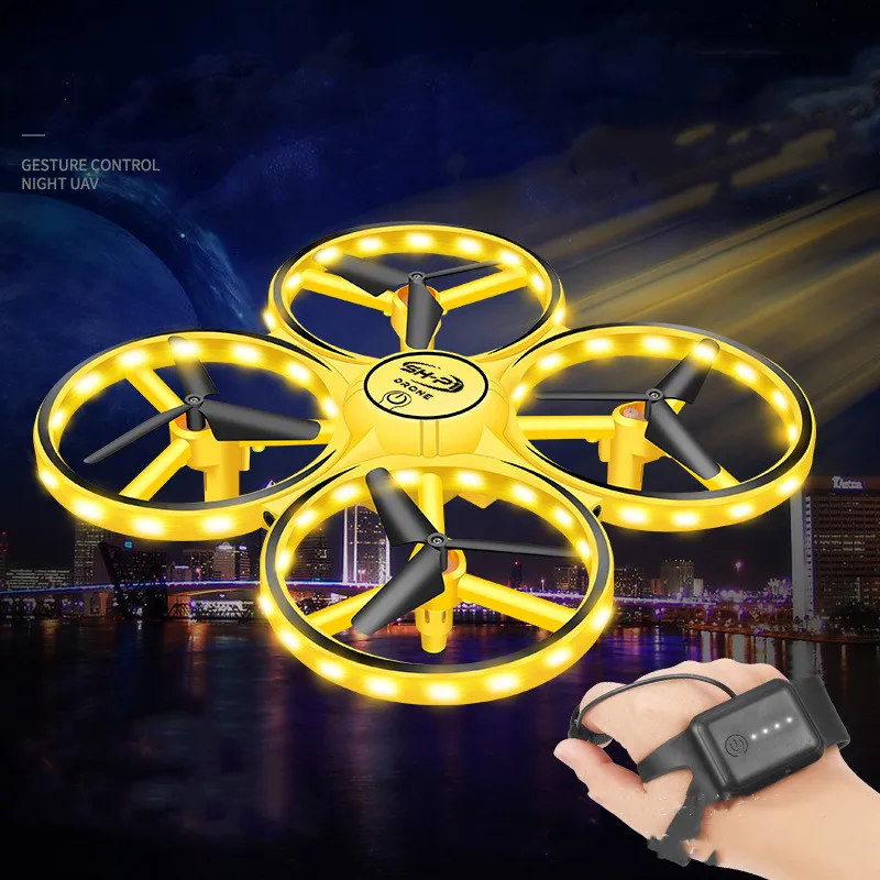 2024New RC Mini Quadcopter Induction Drone Smart Watch Remote Sensing Gesture Aircraft UFO Hand Control Drone Altitude Hold Kids