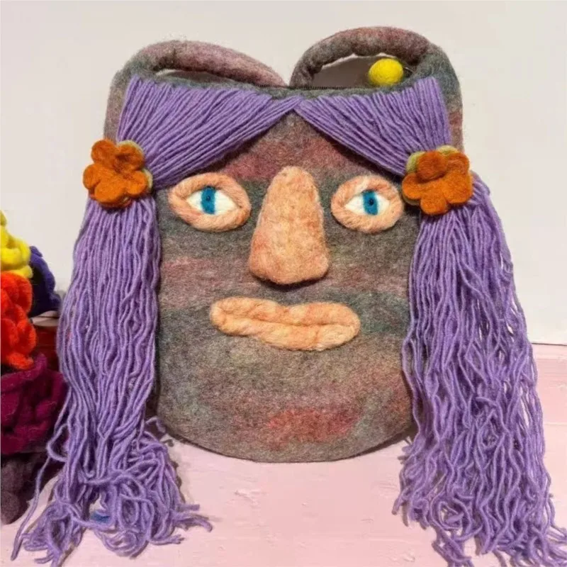 

Непальская войлочная сумка ручной работы в стиле ретро, на плечо или через плечо, персонализированная, вместительная сумка-тоут с забавными выражениями, войлочная сумка