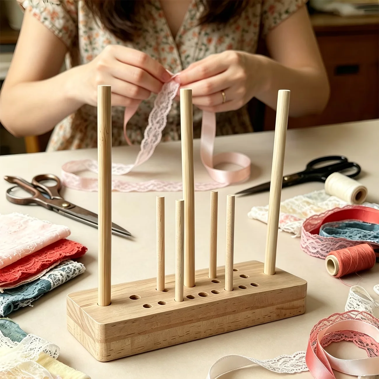 Wooden Ribbon Bow Making Tool, Easy Operation Craft Accessory for Wreaths, Gift Wrapping, Holiday & Party Handmade Decorations