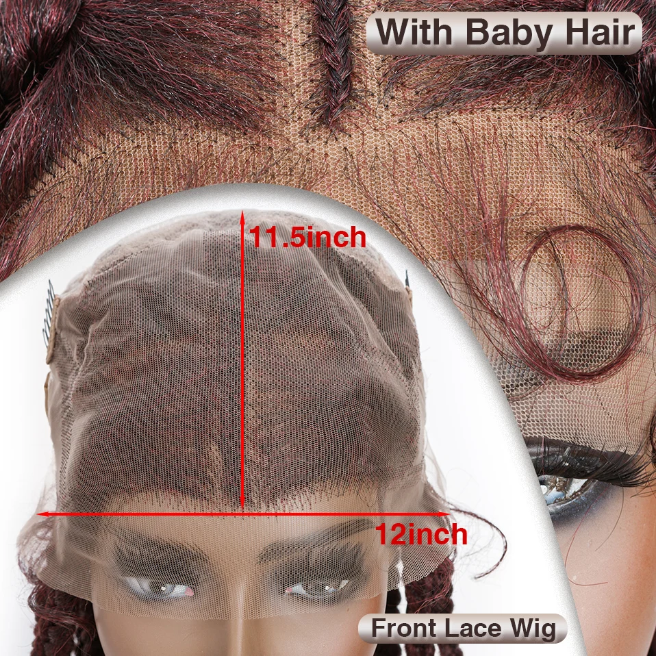 My-Lady 37inch Box Braided Synthetic Hair Glueless Lace Front Wig Cornrow Long Straight Braids Afro Female Big Lace Braided Wigs