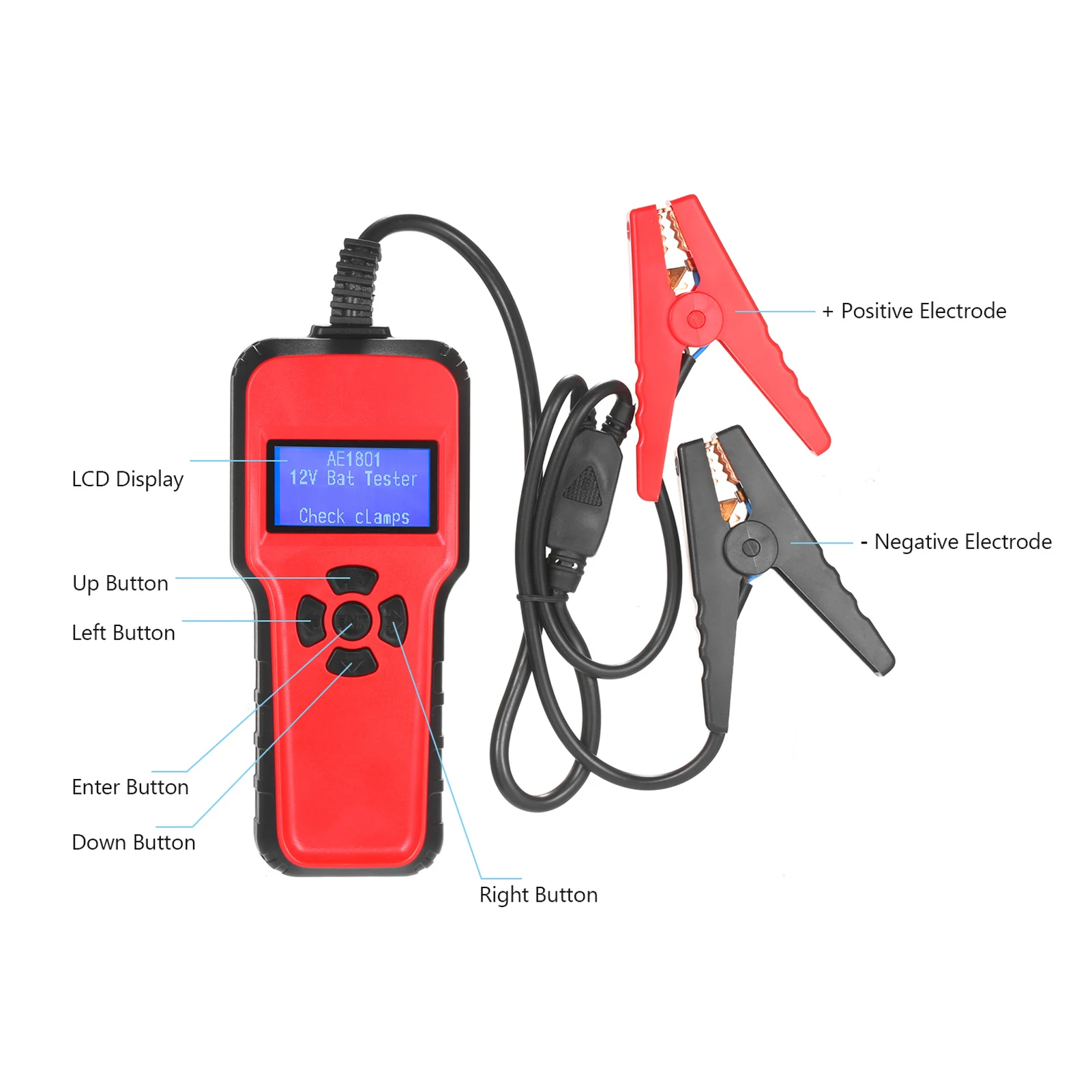 AE1801 Digital 12 V Battery Analyzer Car Battery Tester Voltage Resistance CCA Value Car Battery Capacity Voltage Testing Device