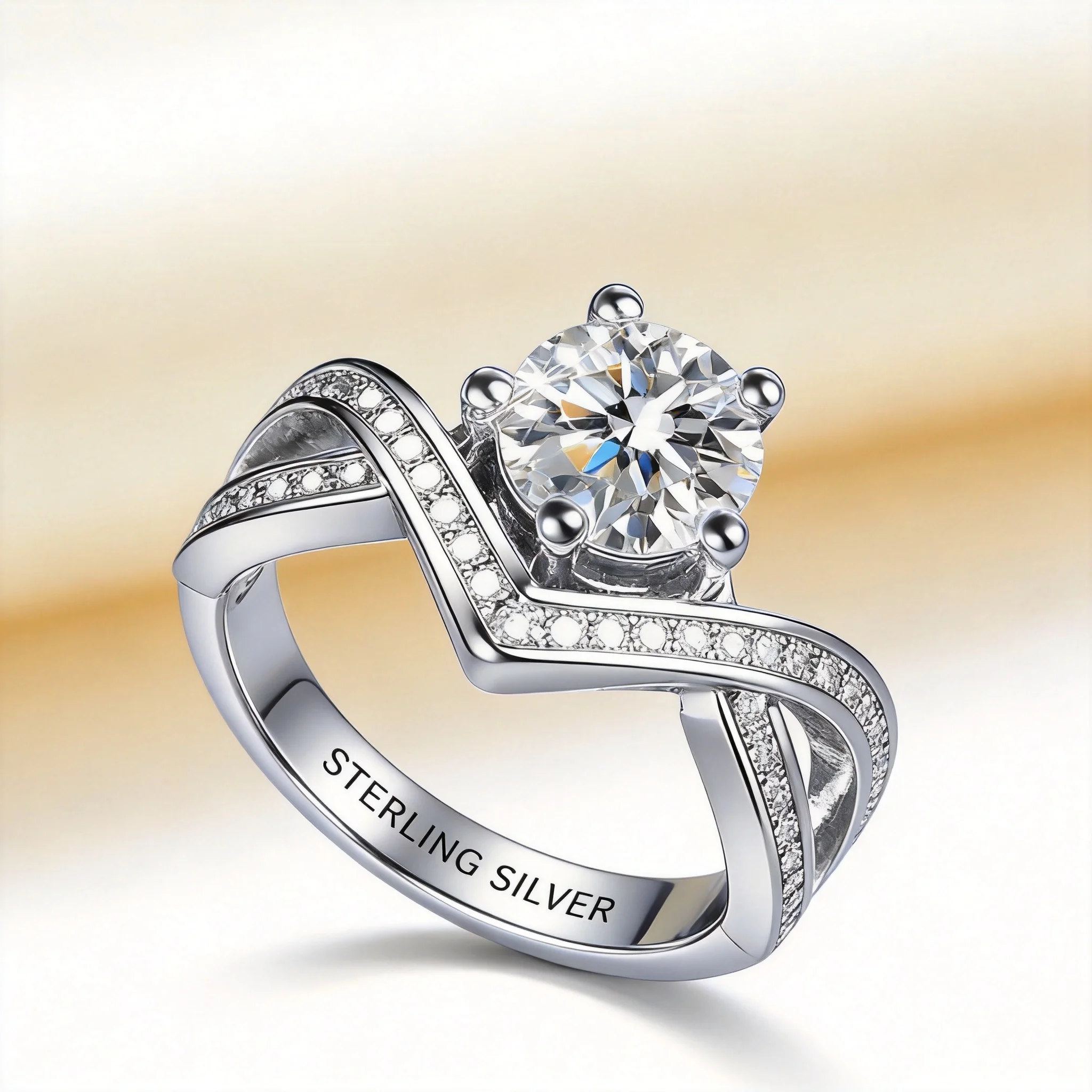 

Women's Moissanite Ring For Daily Wear Date Party Occasions Korean Style Classic Crown Design 1 Carat White Gold Color Adjustabl