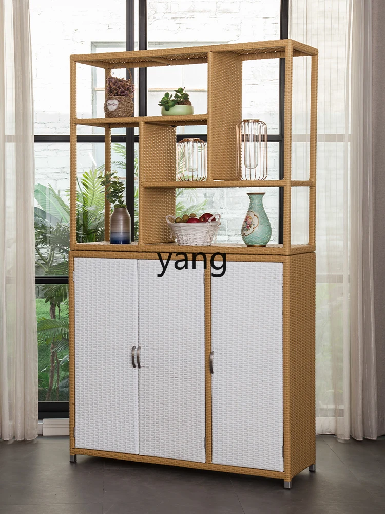 Yjq Outdoor Bucket Cabinet Rattan Living Room Balcony Waterproof Bedroom Storage Cabinet