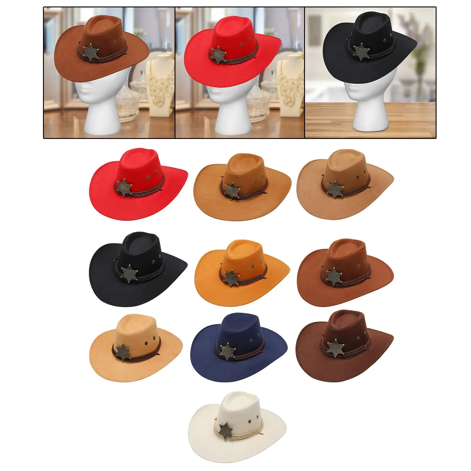 Cowboy Hat Cowgirl Hat Fashion Unisex Polyester Lightweight Outdoor Hat Sun Hat