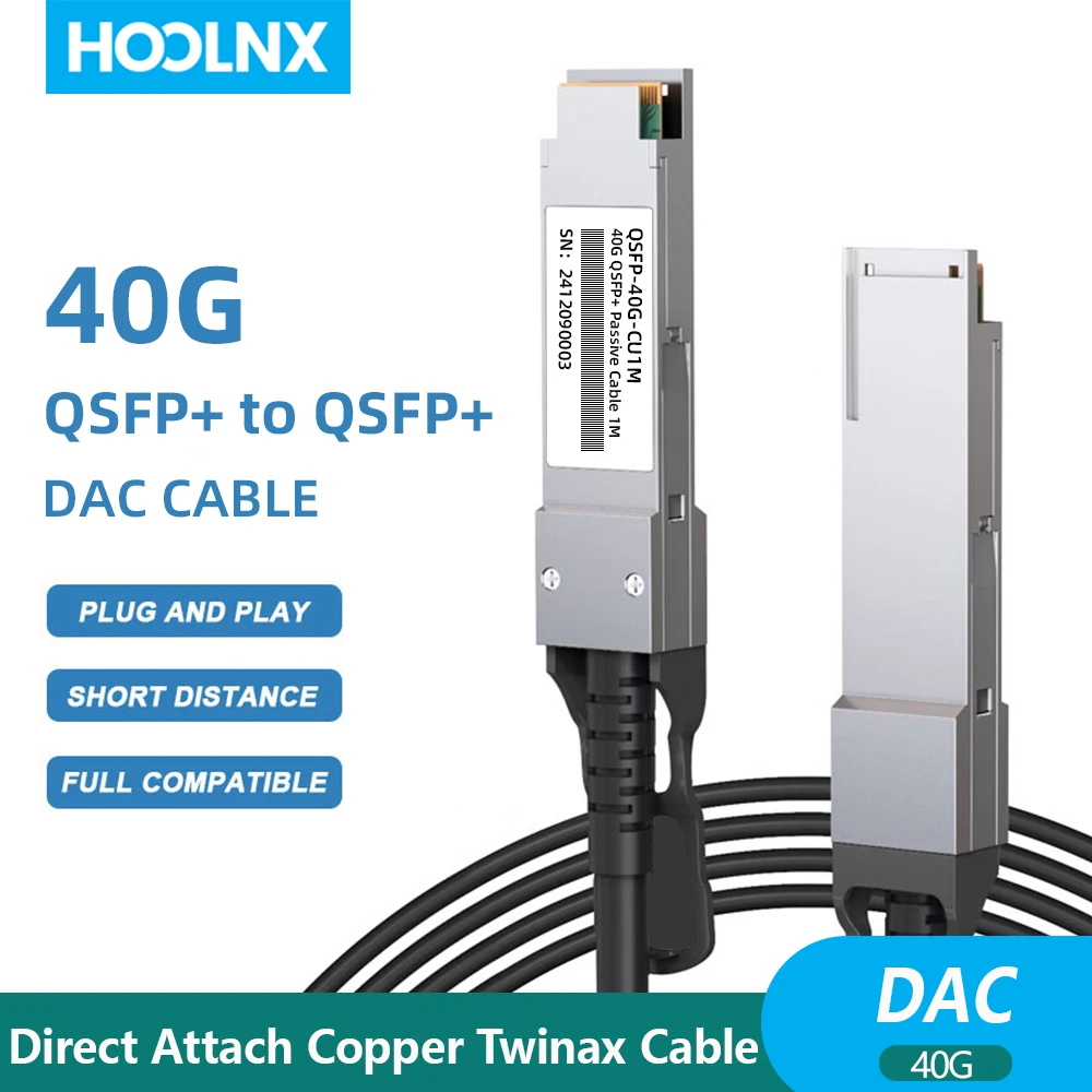 HOOLNX 40G QSFP+ DAC Cable, Direct Attach Copper Passive Twinax 0.5-7M, Compatible with Cisco, Huawei, HPE, Juniper, MikroTik, U