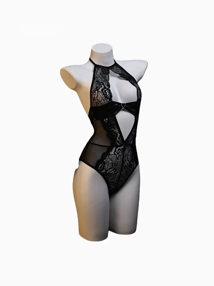 ชุดบอดี้สูทลูกไม้เซ็กซี่ ดีไซน์โปร่งใส ไม่ต้องถอด ดีไซน์ดั้งเดิม ความปรารถนาอันบริสุทธิ์ กางเกงเอวสูง