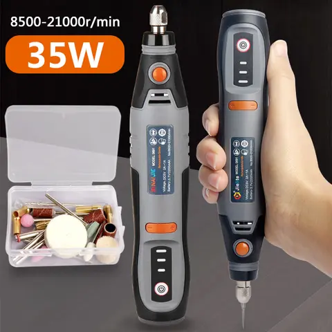 35W USB 무선 로타리 도구 Dremel DIY 미니 드릴 조각 펜 전기 3 속도 미니 무선 드릴 세트 8500r-21000r/min