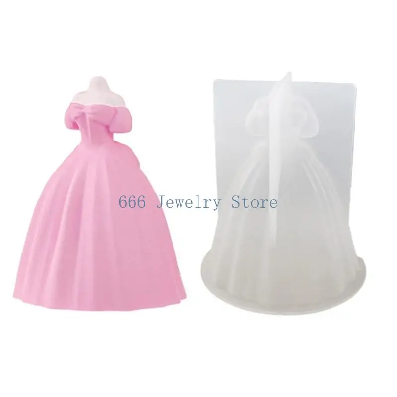 

F2TD Elegant Wedding Dress Craft Mold Silicone Candle Molds Silicone Soap Moulds Hand-Making Supplies for Different Occasions