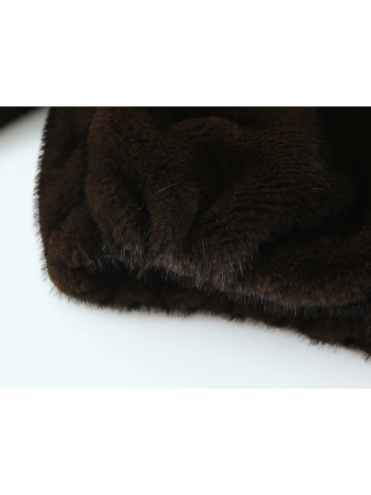 TFMLN femmes col rond fausse fourrure Bomber veste 2025 nouveau Vintage solide à manches longues vêtements d'extérieur chaud hiver manteaux femme veste décontractée