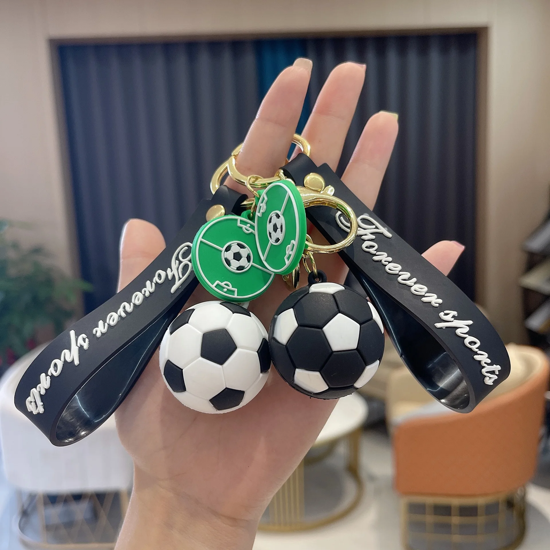 PVC Keychain Football New Soft Rubber Fan Sports Souvenirs Periphery Leather Ring Key Chain Accessories Retail Wholesale