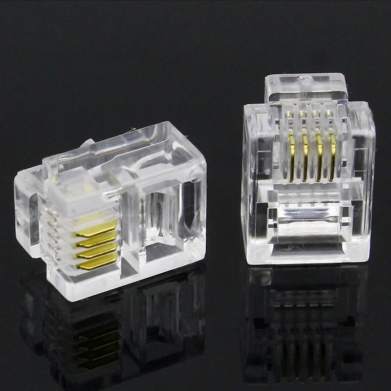 10/20/50/100pcs internet connector 4P 6P 8P Cable End Connectors Plugs telephone connector  RJ9 4P4C RJ11 6P6C RJ45 8P8C Crystal