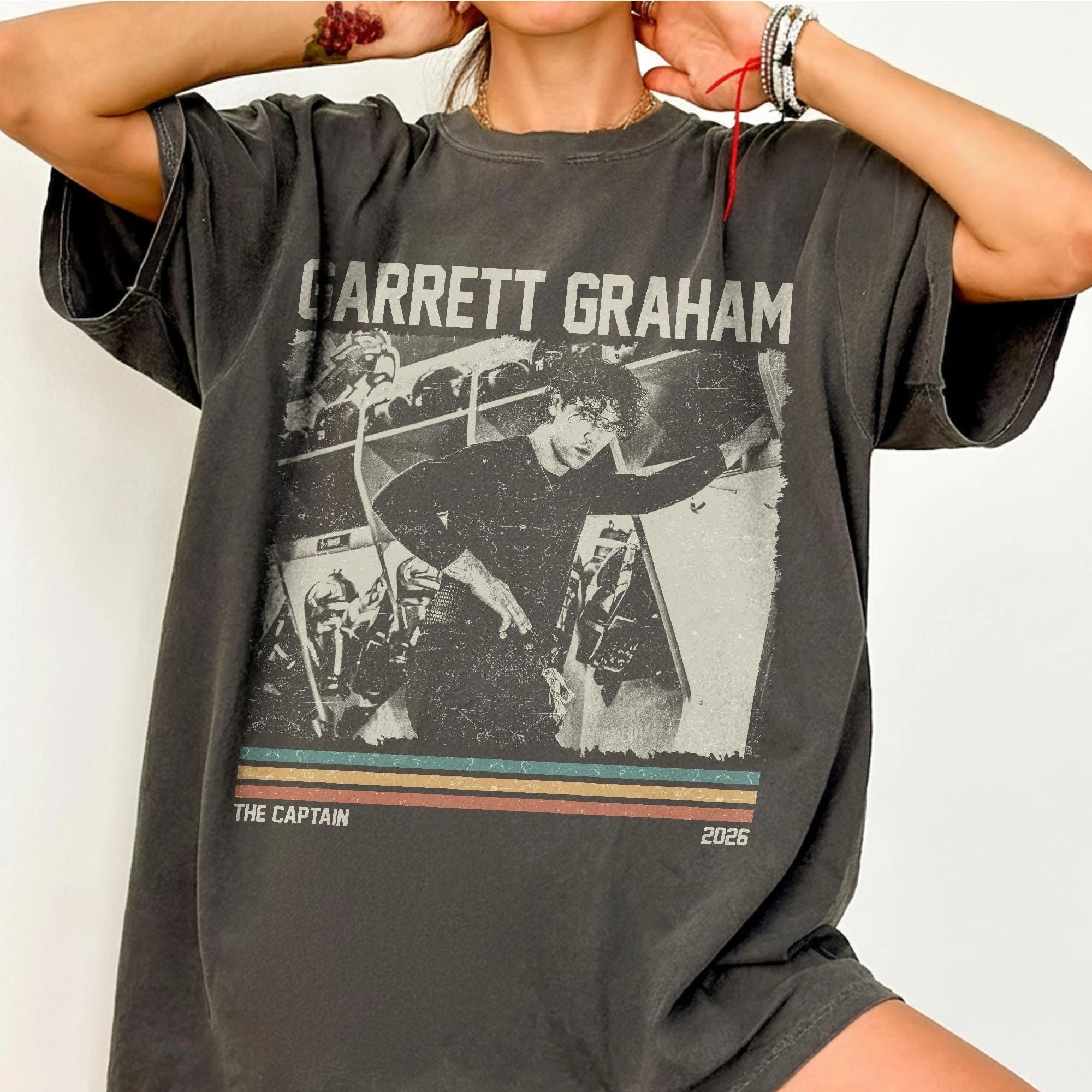 Off Campus Garrett Graham The Captain Hockey 2026 Vintage T shirt 100%Cotton Unisex Men‘s Women's T-Shirts Y2k Fans Casual Tee