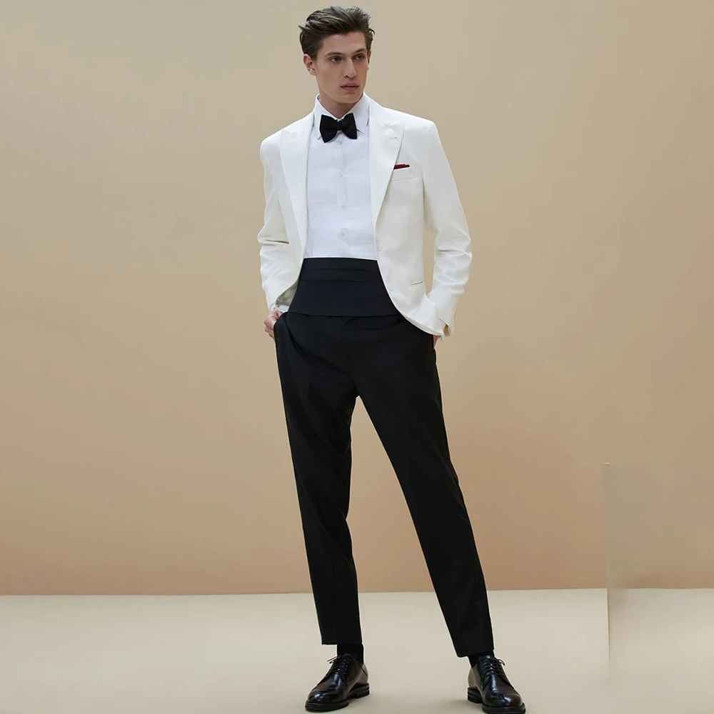 

Men's Suit 2 Piece(Jacket+Pants) Set White Blazer for Wedding Groom Formal Luxury Tuxedo Groomsmen Suits for Ceremony Party