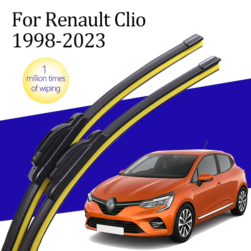 Wiper blade J/U hook type new natural rubber HD silent car front windshield wiper blade for Renault Clio 2 3 4 5 1998-2023