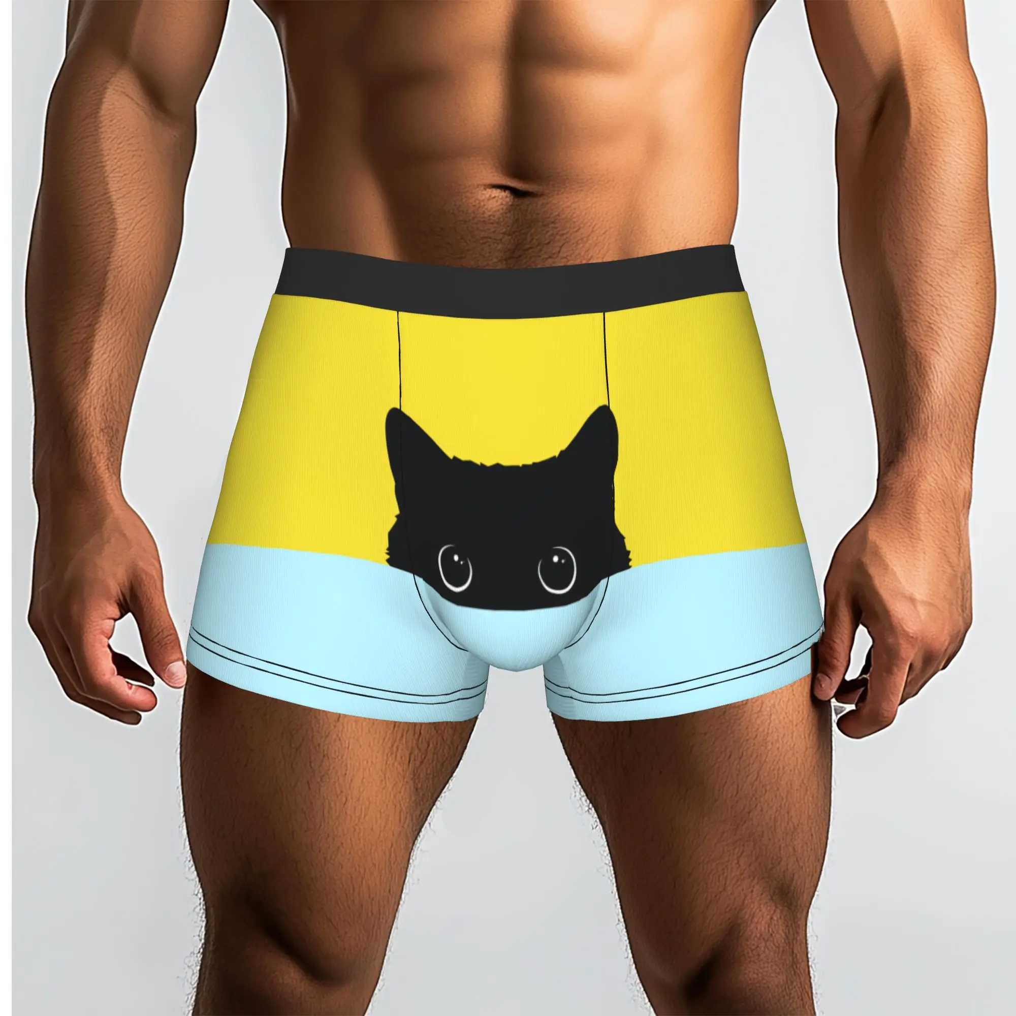 Customized Fashion Black Cat Art Boxers Shorts Panties Male Underpants Comfortable  Briefs Underwear