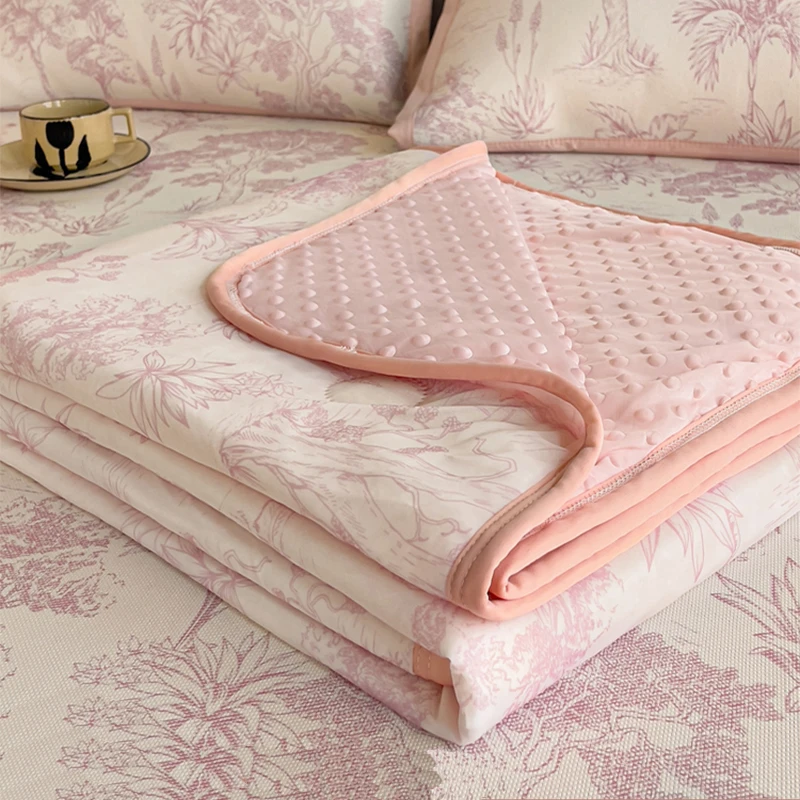 

Summer Cool Quilt Cool Feeling Silk Air Conditioning Quilt Single Double Thin Quilt Washable Soft Smooth Cool Blanket Comforter
