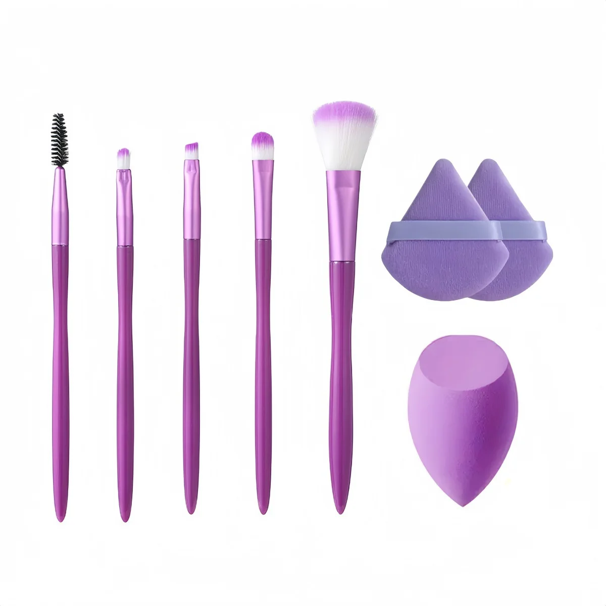 Professional Makeup Brush Kit 8 Pieces Including Foundation Blender and Powder Fan Sponge for Cosmetics
