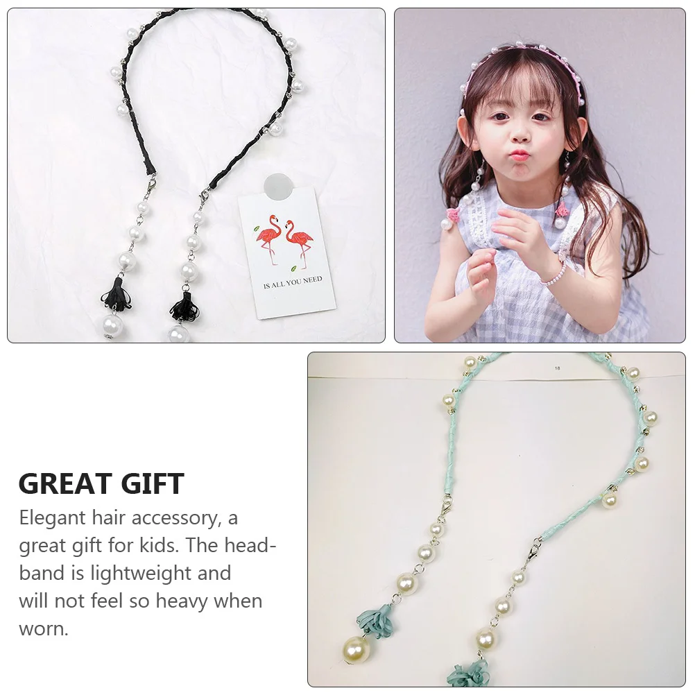 

3Pcs Girls Pearls Headpiece Elegant Soft Hairband for Children Fashionable Headwear Comfortable Fit No Slip Design