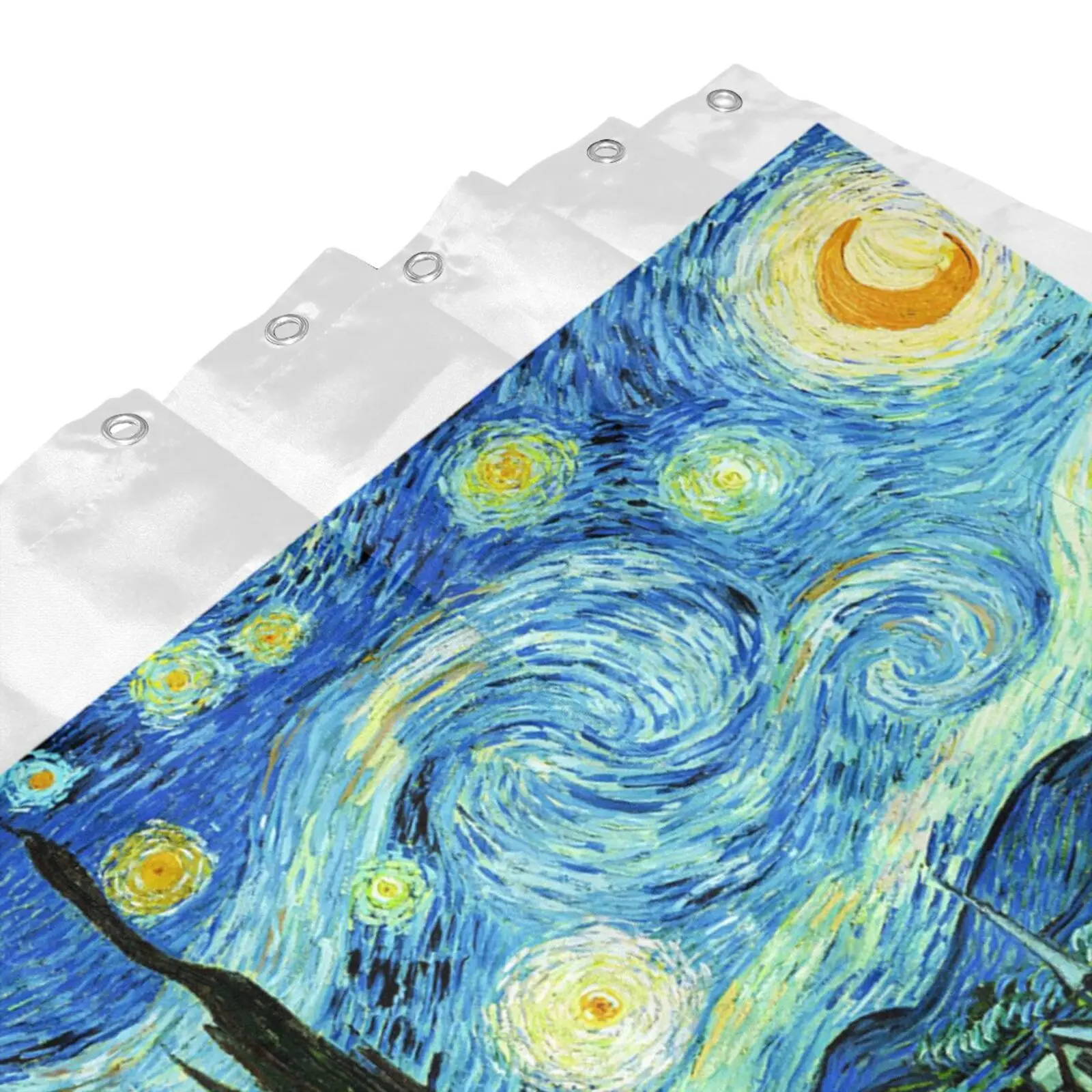 1pc Van Gogh-Inspired Artistic Shower Curtain Liner - Perfect for Bathroom Decoration - Includes 12 Hooks , The bottom Leads Add