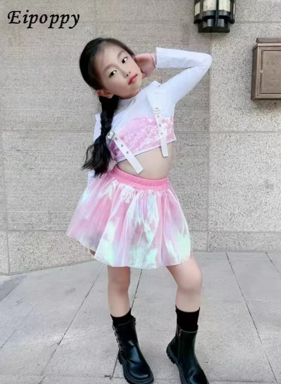 زي أداء التشجيع للأطفال ، ملابس عصرية هيب هوب ، بدلة رقص للسيدات ، بدلة ملابس للأطفال