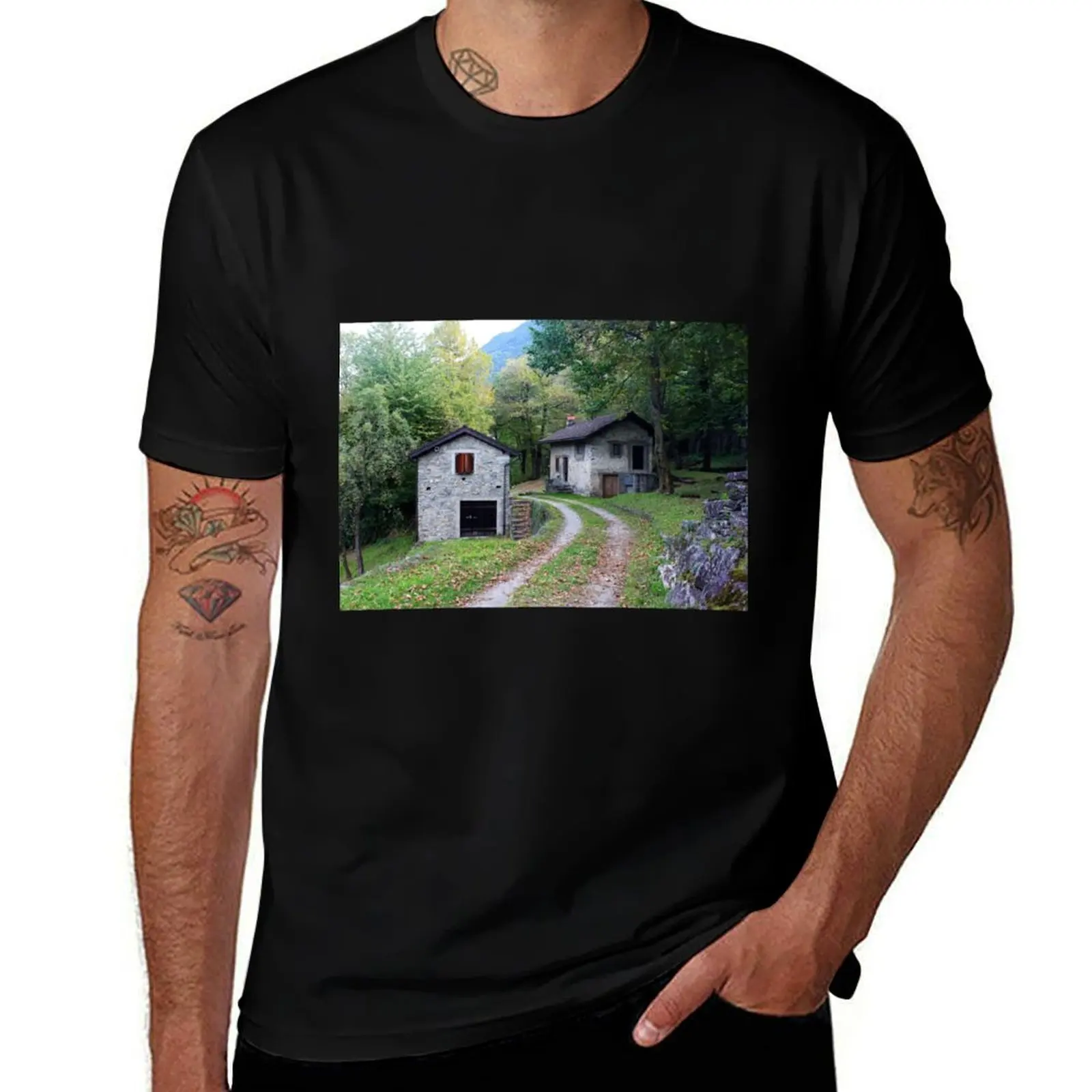 Swiss Country Road, Take Me Home... Ticino, Switzerland 2010 T-Shirt Casual Simple Design Short Sleeve Shirt T-Shirt